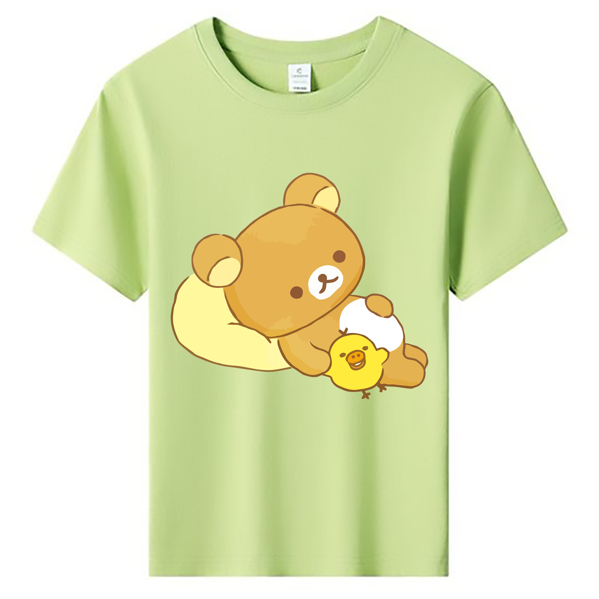 （画像用） リラックマ リラックマ キイロイトリ Rilakkuma Korilakkuma Kiiroitori 綿100％キッズTシャツ（フロントプリント）